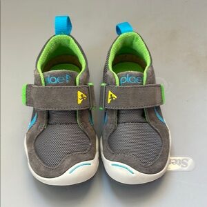 Never worn- see pictures. Plae Gray and Green Kids Shoes